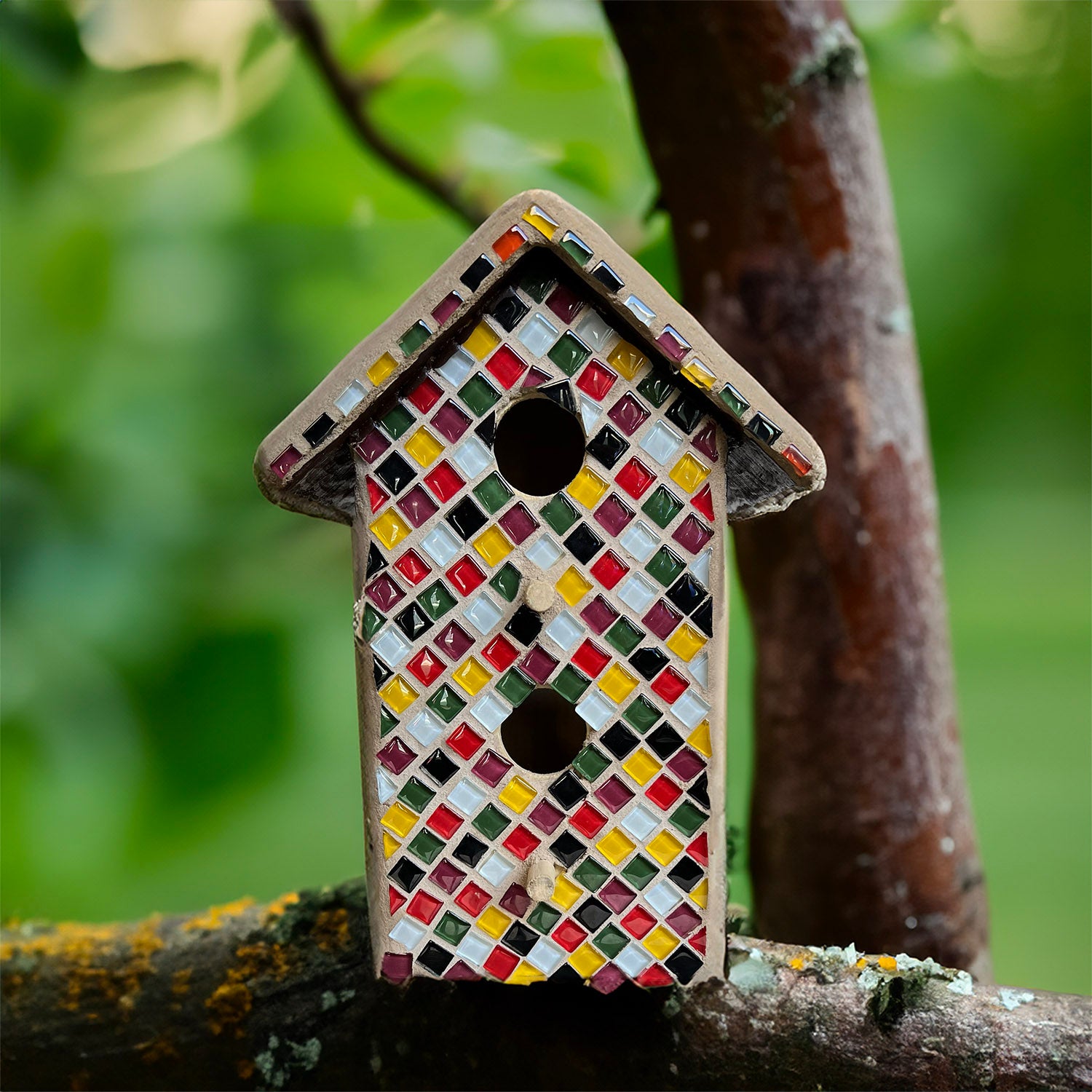 Outdoor outlets long Lasting Mosaic Birdhouse Glass Art Handmade in USA